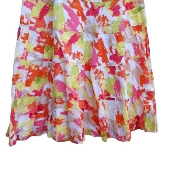 Y2K Skirt Prairie 100% Cotton Full Elastic Waist Abstract Neon Brush Stroke 12P - Picture 6 of 8